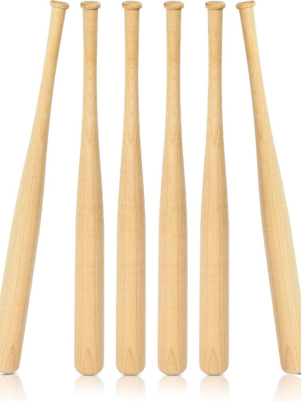 Set of 6 Mini Wooden Baseball Bats - 18 Inch Unfinished Craft for DIY Projects